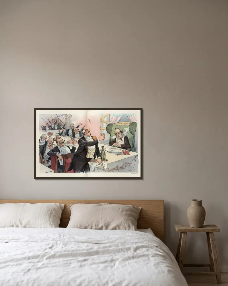 Denen Dank gebührt, denen Dank gebührt von Louis Dalrymple gerahmt an einer Wand