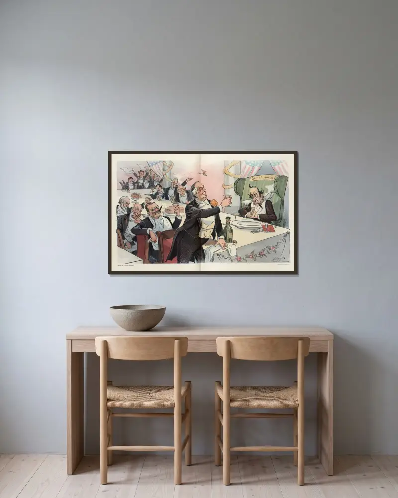 Denen Dank gebührt, denen Dank gebührt von Louis Dalrymple gerahmt an einer Wand