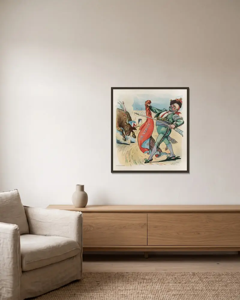 Der furchtlose Torero von Louis Dalrymple gerahmt an einer Wand