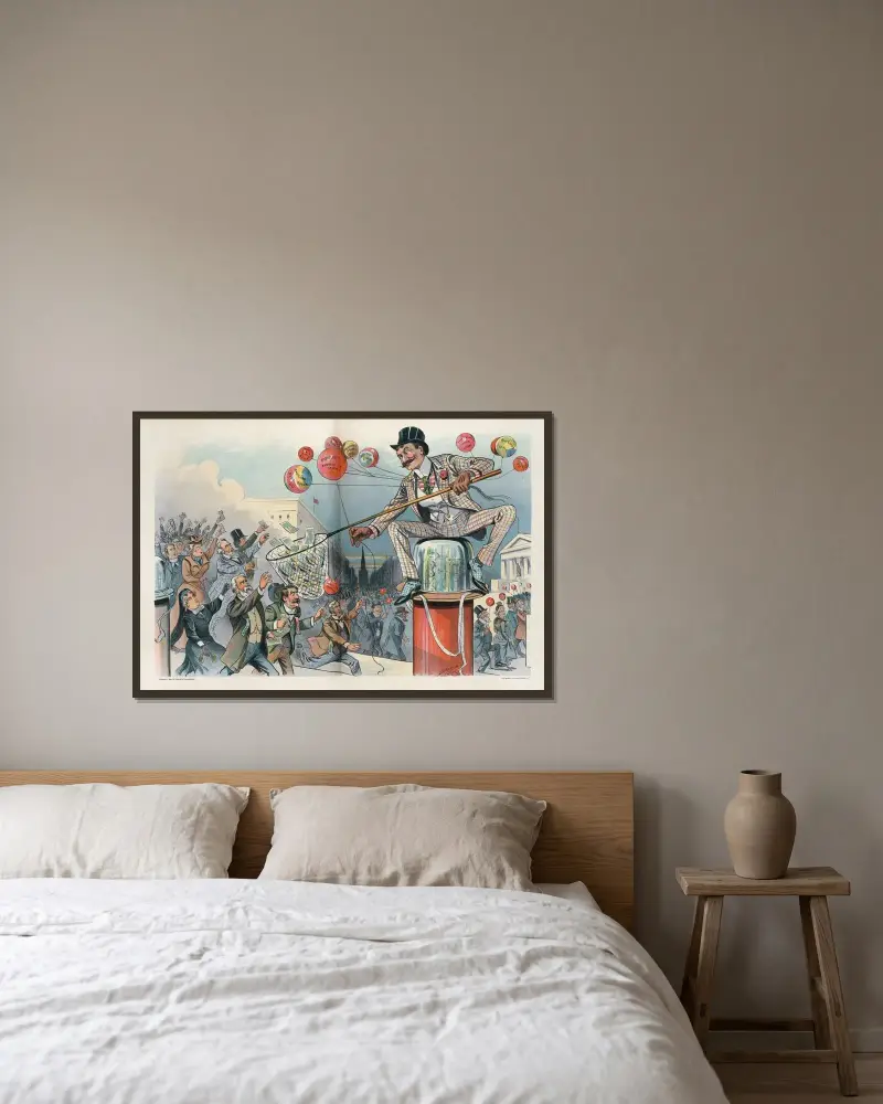 Der Narr und sein Geld von Louis Dalrymple gerahmt an einer Wand