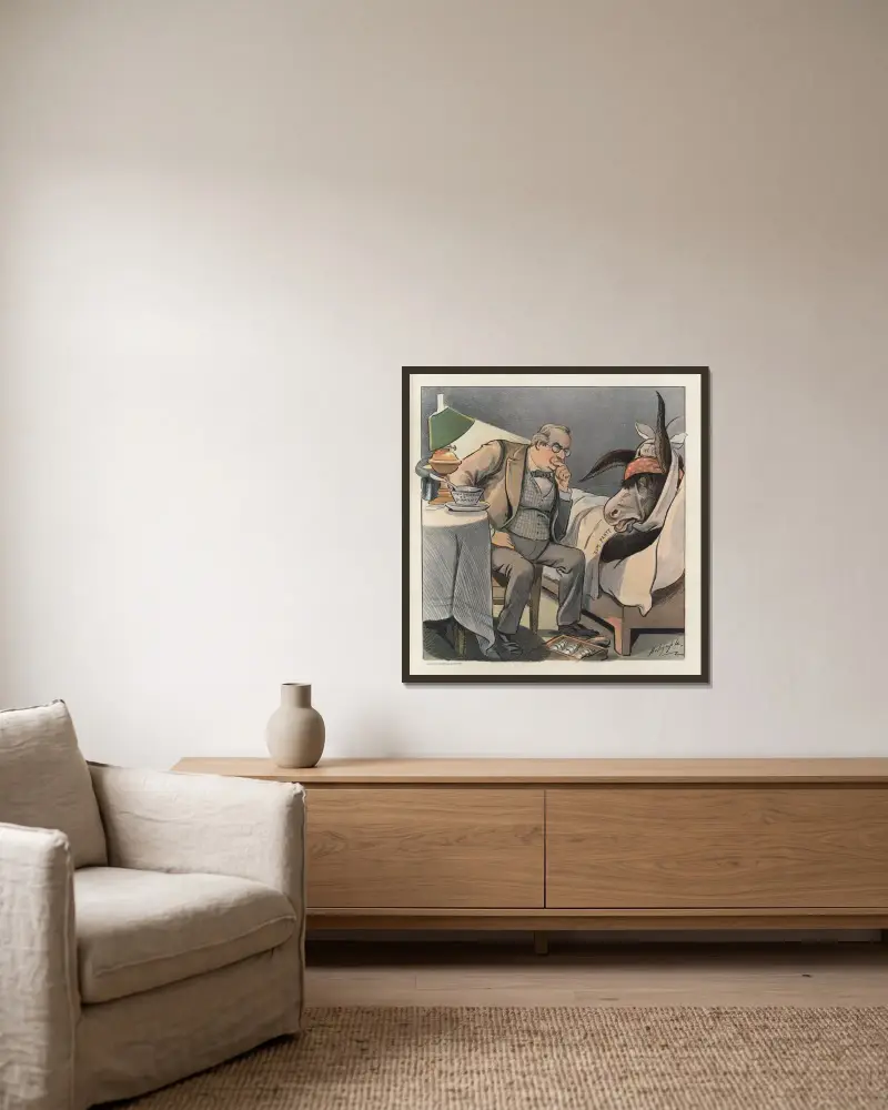 Der gute Doktor von Louis Dalrymple gerahmt an einer Wand