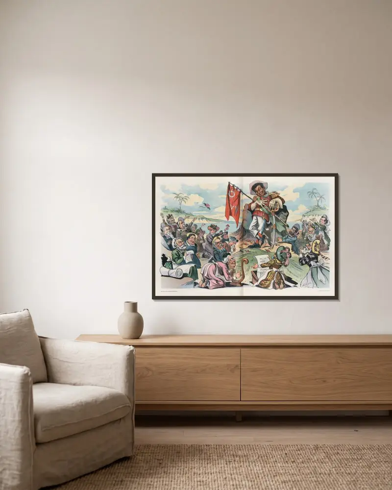 Das Idol der Tanten von Louis Dalrymple gerahmt an einer Wand