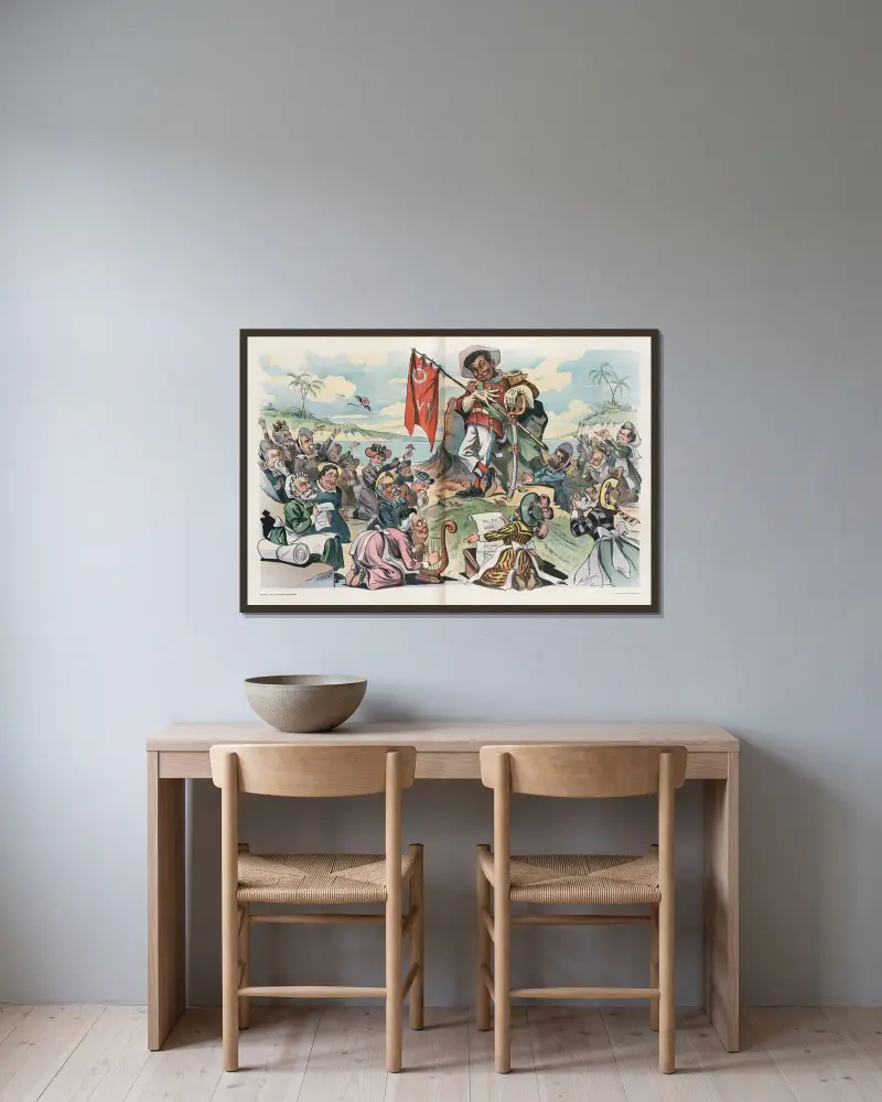 Das Idol der Tanten von Louis Dalrymple gerahmt an einer Wand
