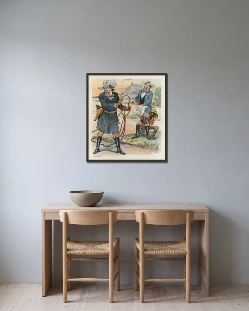 Das Lynchproblem von Louis Dalrymple gerahmt an einer Wand