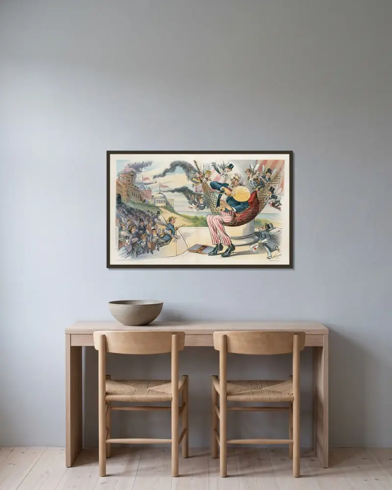 Die moderne Pest von Louis Dalrymple gerahmt an einer Wand