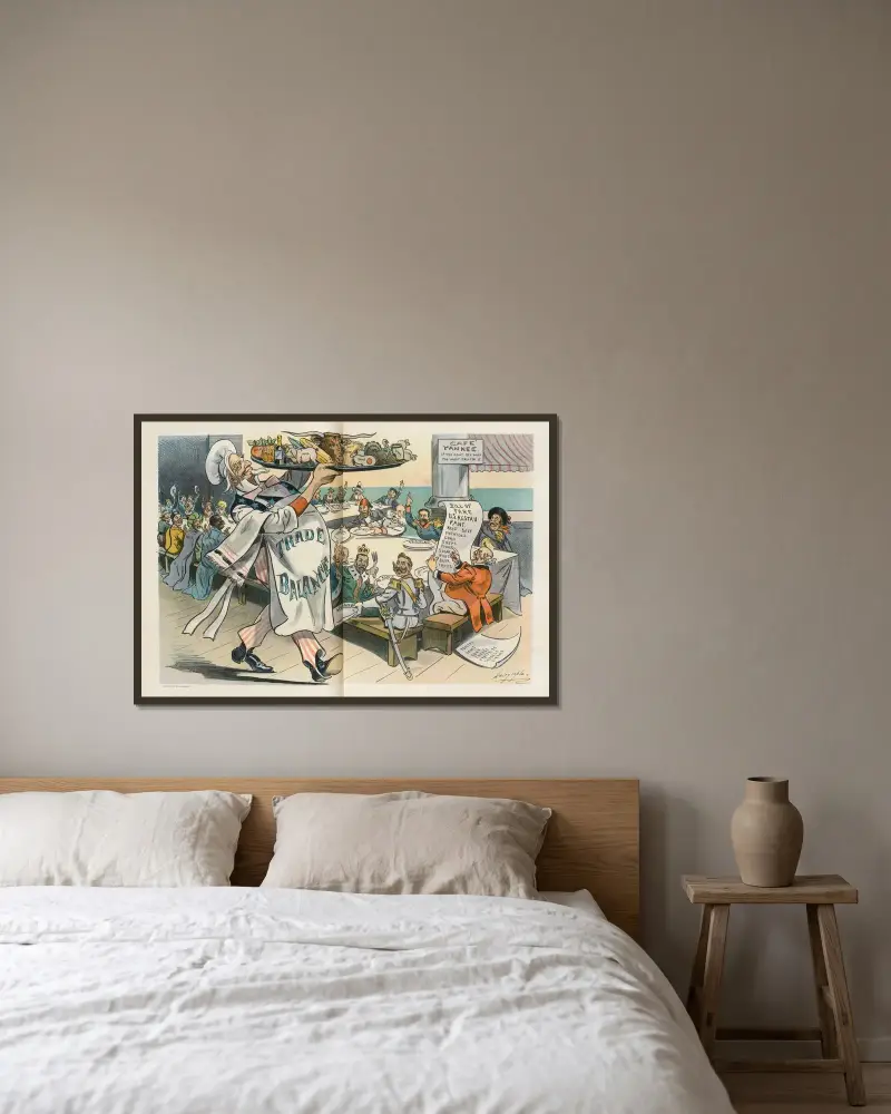 Das beliebteste Restaurant der Welt von Louis Dalrymple gerahmt an einer Wand