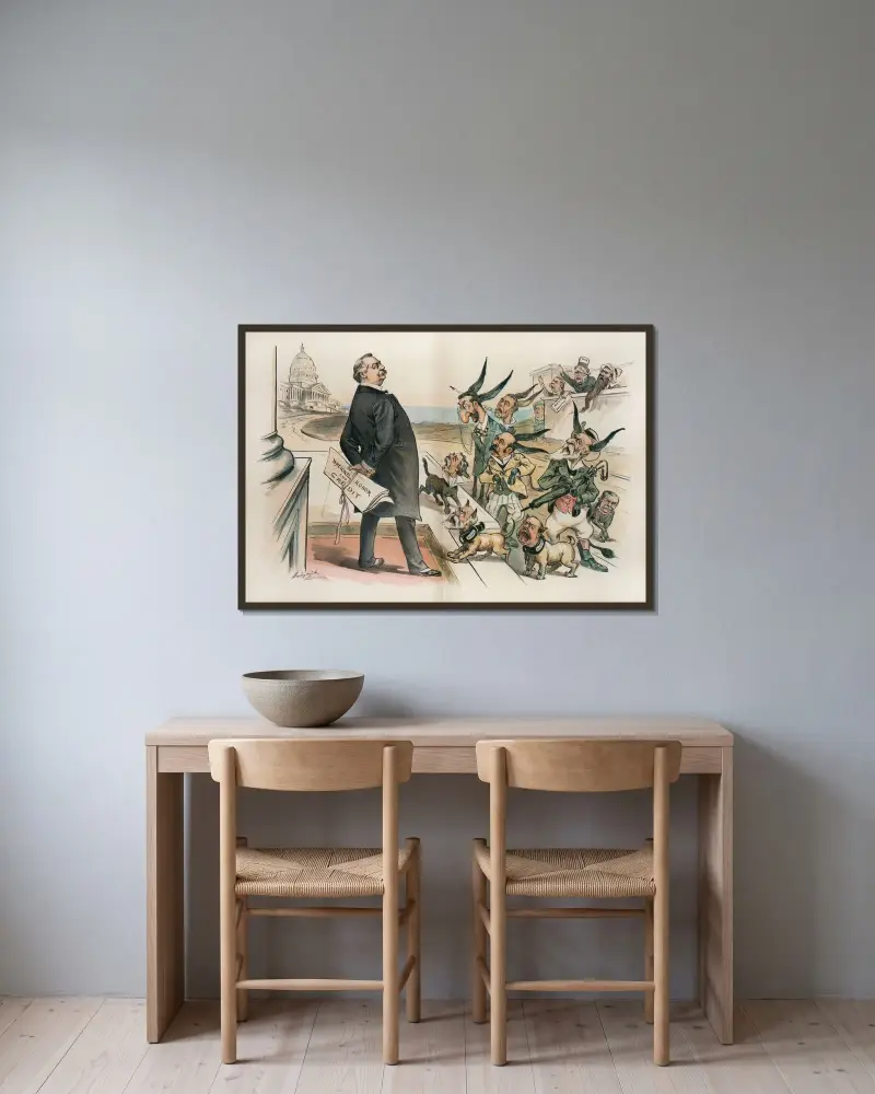 Die nationale Ehre und Kredit in guten Händen von Louis Dalrymple gerahmt an einer Wand
