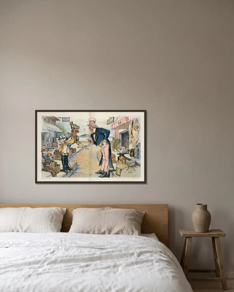 Die nächste Sache, auf die man sich einigen muss von Louis Dalrymple gerahmt an einer Wand