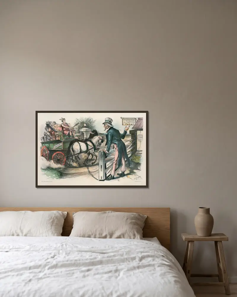 Die Öffnung des Tors von Louis Dalrymple gerahmt an einer Wand