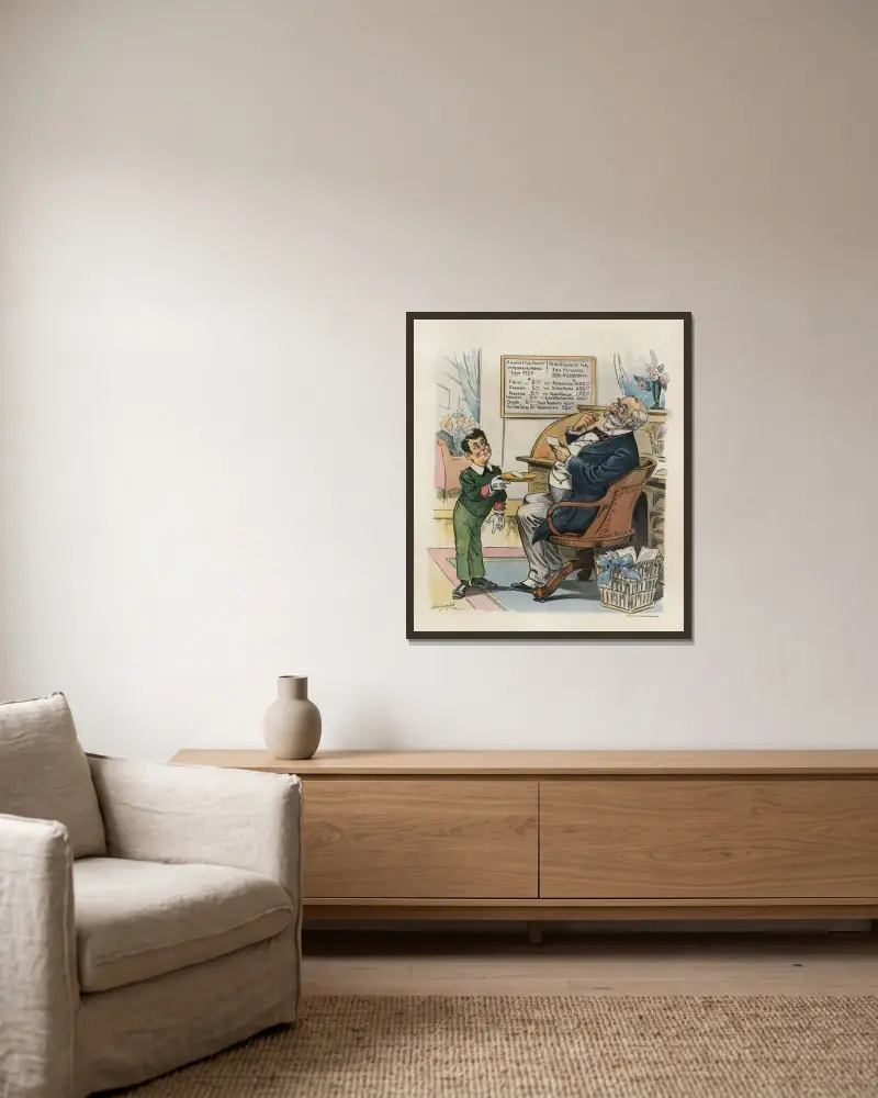 Der Arzt der Epoche von Louis Dalrymple gerahmt an einer Wand