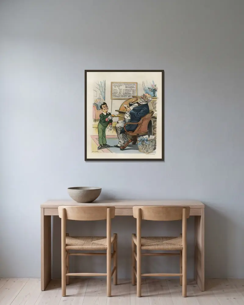 Der Arzt der Epoche von Louis Dalrymple gerahmt an einer Wand