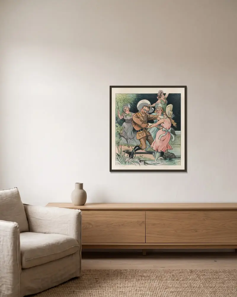Der Kampf ums Dasein von Louis Dalrymple gerahmt an einer Wand