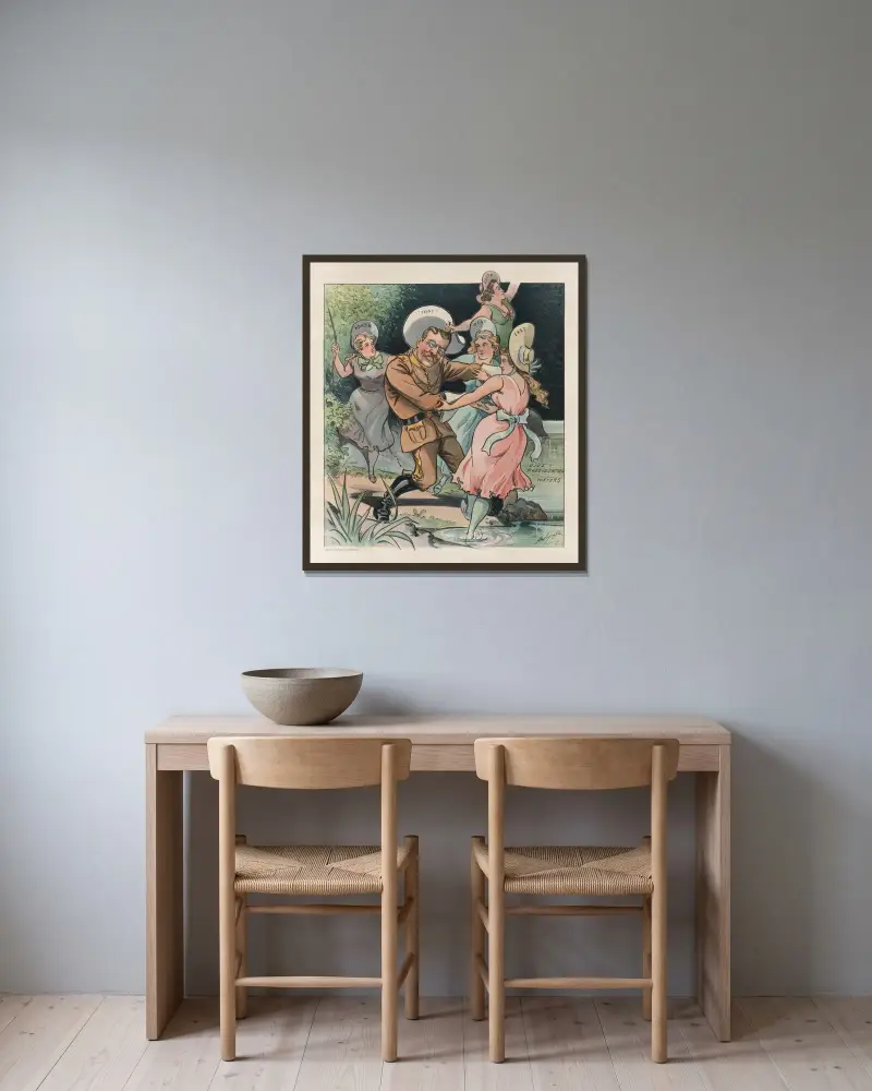 Der Kampf ums Dasein von Louis Dalrymple gerahmt an einer Wand