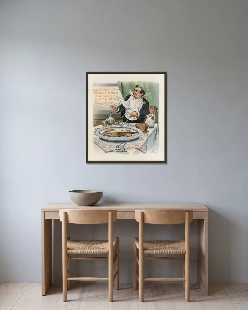 Die Schrift an der Wand von Louis Dalrymple gerahmt an einer Wand