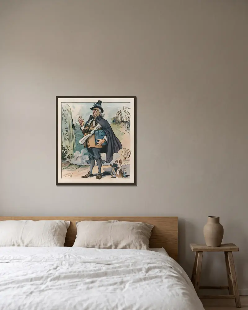 Zwei Dinge, mit denen er am Sonntag nicht aufhören kann von Louis Dalrymple gerahmt an einer Wand