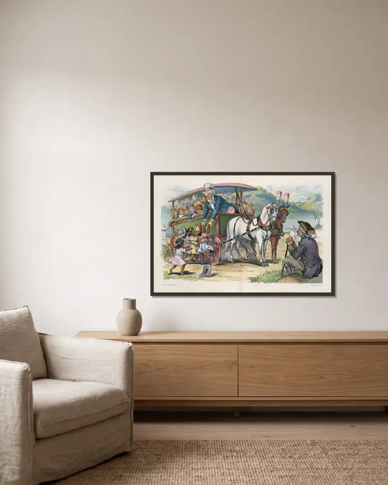 Onkel Sams Picknick von Louis Dalrymple gerahmt an einer Wand