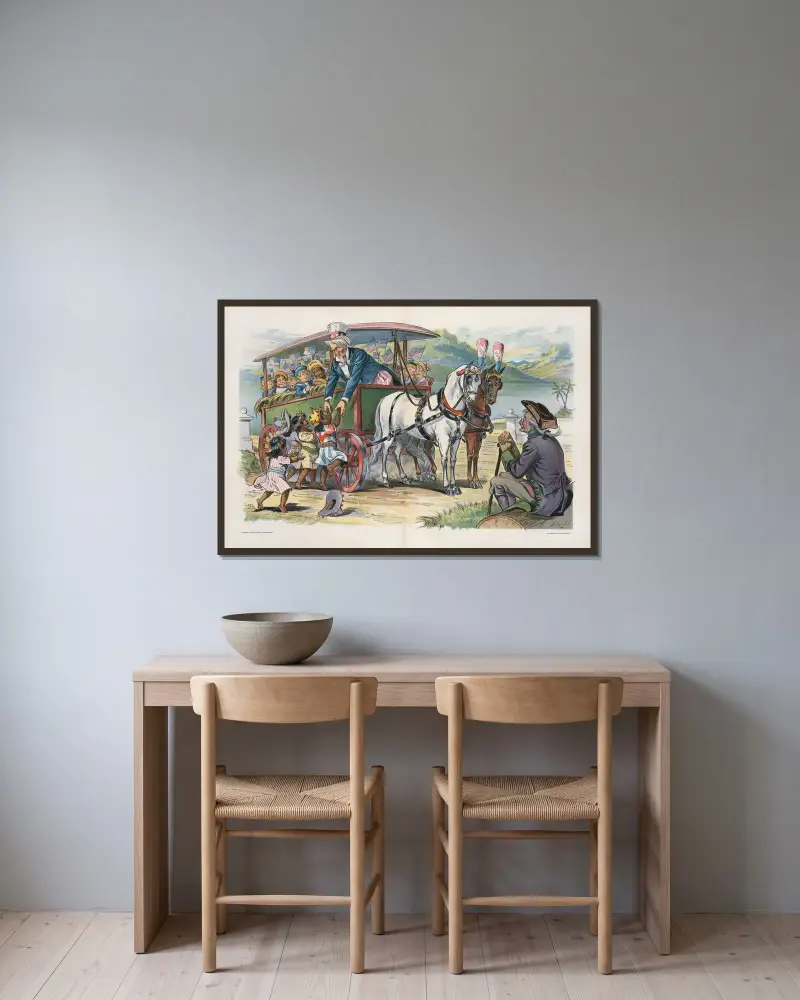 Onkel Sams Picknick von Louis Dalrymple gerahmt an einer Wand