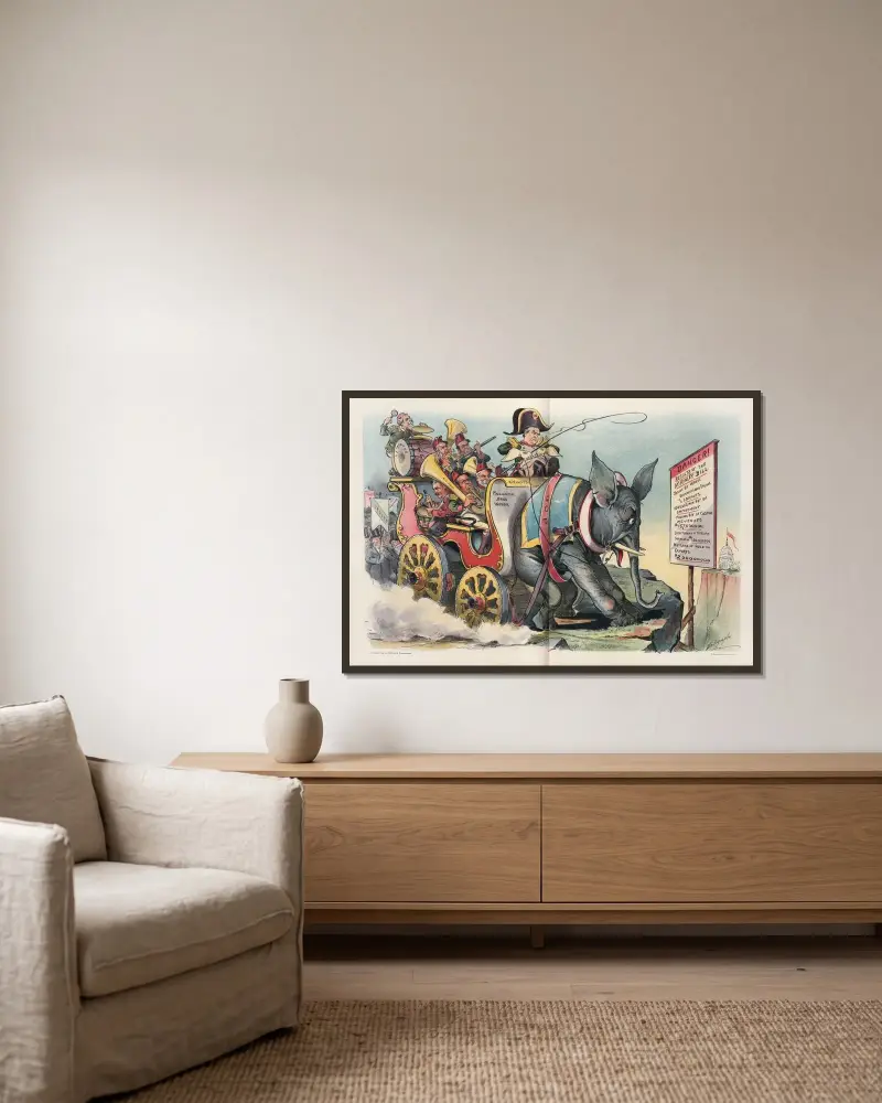 W-h-o-a!!! von Louis Dalrymple gerahmt an einer Wand