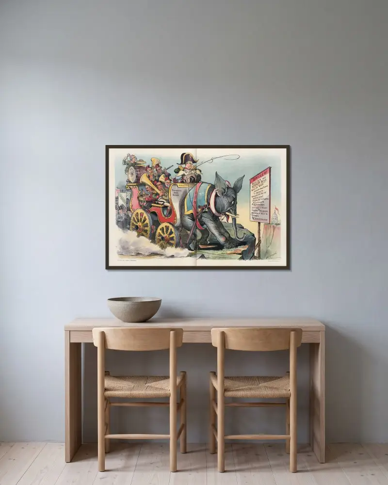 W-h-o-a!!! von Louis Dalrymple gerahmt an einer Wand