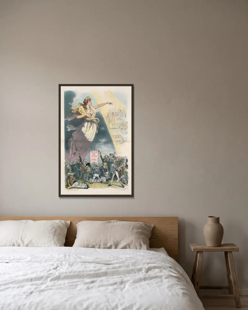 Warten auf bessere Zeiten von Louis Dalrymple gerahmt an einer Wand