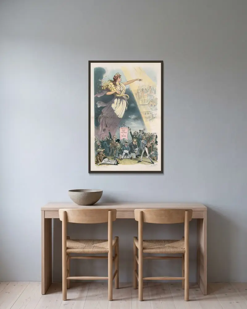 Warten auf bessere Zeiten von Louis Dalrymple gerahmt an einer Wand