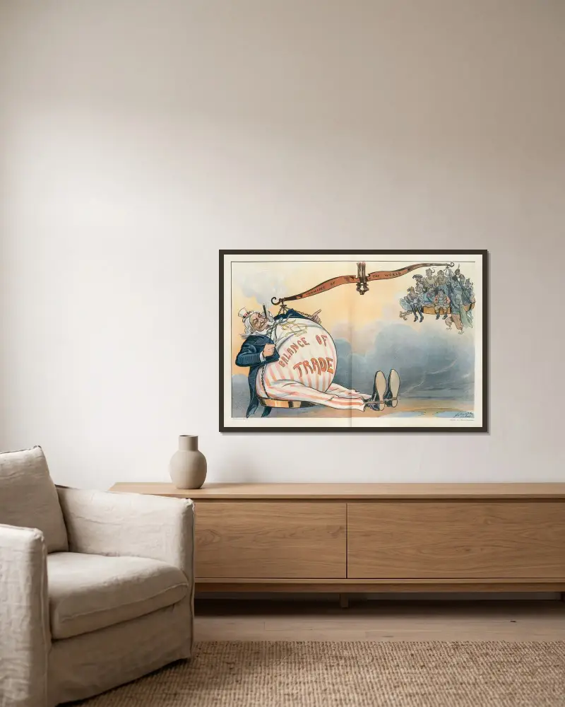 Gewogen und zu leicht befunden von Louis Dalrymple gerahmt an einer Wand