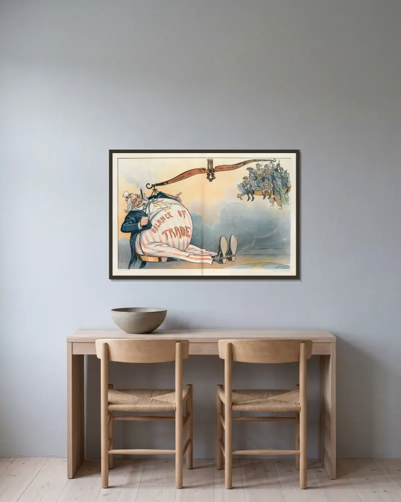 Gewogen und zu leicht befunden von Louis Dalrymple gerahmt an einer Wand