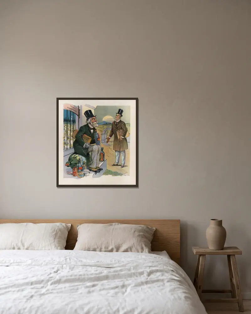 Wenn Ärzte sich uneinig sind von Louis Dalrymple gerahmt an einer Wand