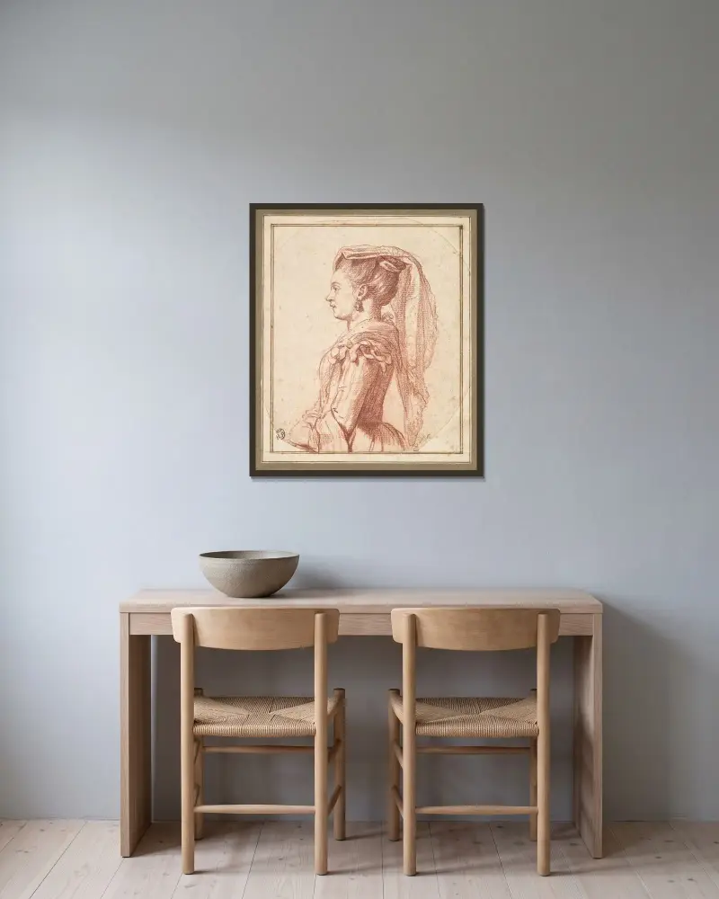 Ung kvinna från Frascati av Jacques Louis David inramad på en vägg