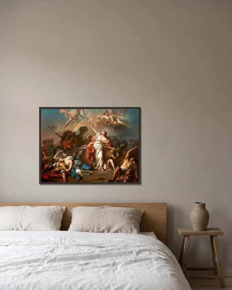 Apollo And Diana Attacking The Children Of Niobe av Jacques Louis David inramad på en vägg