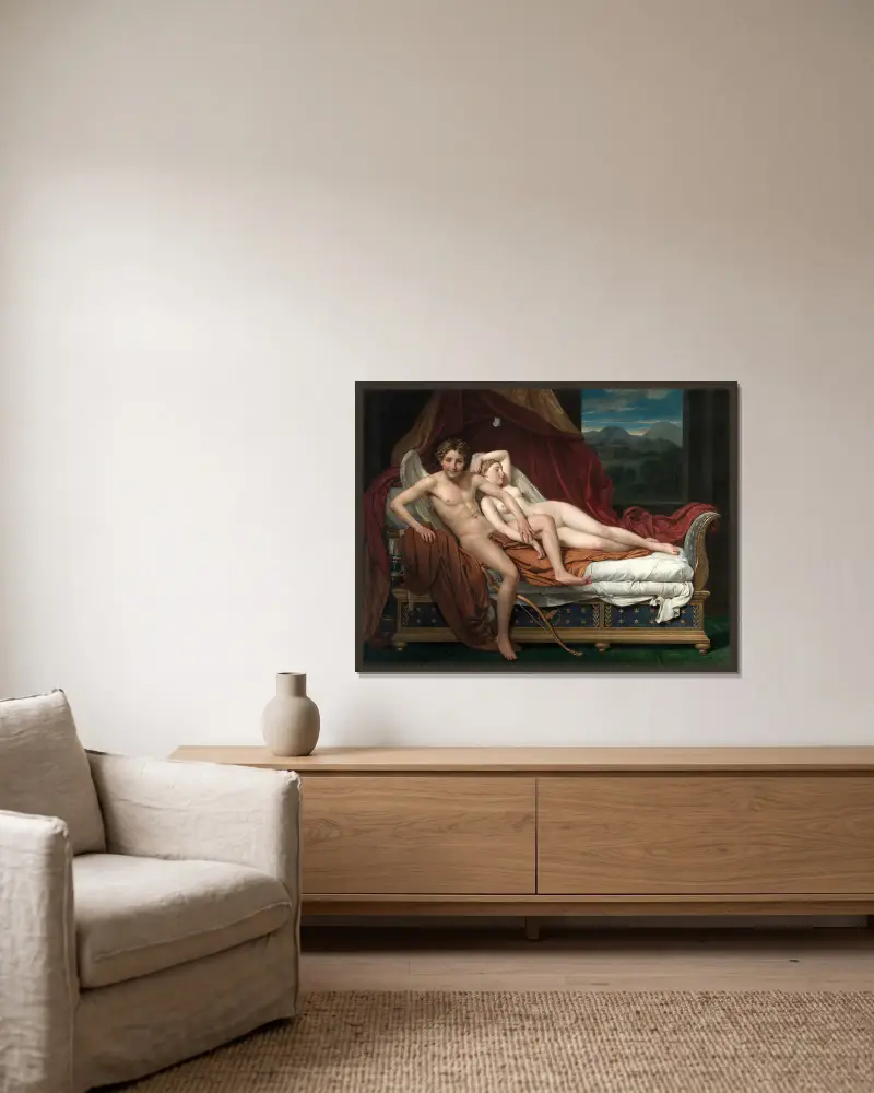 Amor und Psyche, 1817 von Jacques Louis David gerahmt an einer Wand
