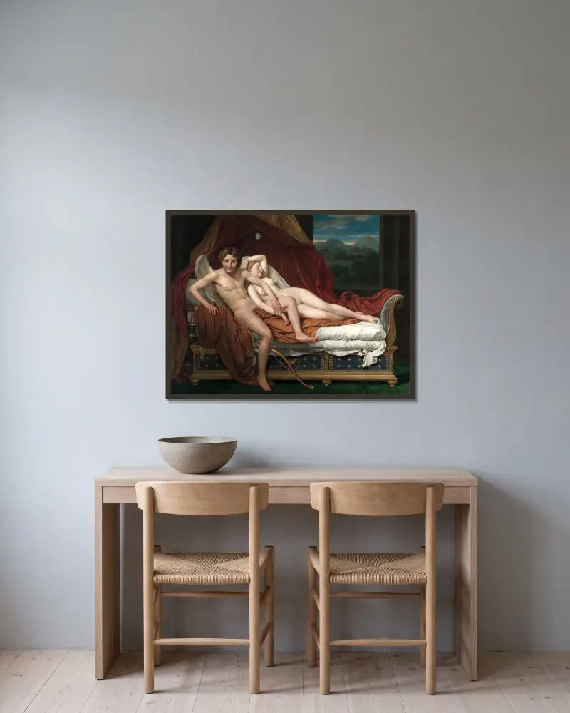 Amor und Psyche, 1817 von Jacques Louis David gerahmt an einer Wand