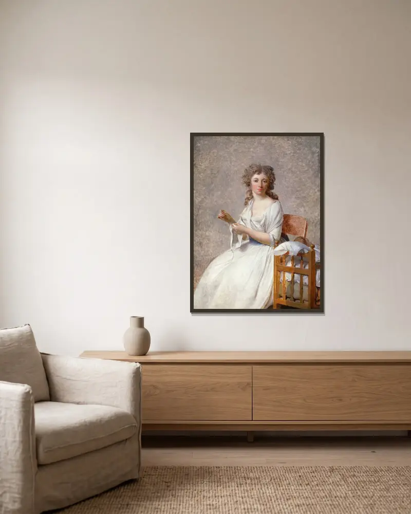 Madame de Pastoret och hennes son av Jacques Louis David inramad på en vägg