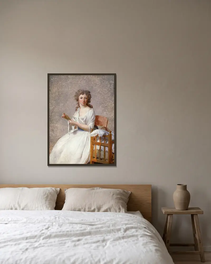 Madame de Pastoret och hennes son av Jacques Louis David inramad på en vägg
