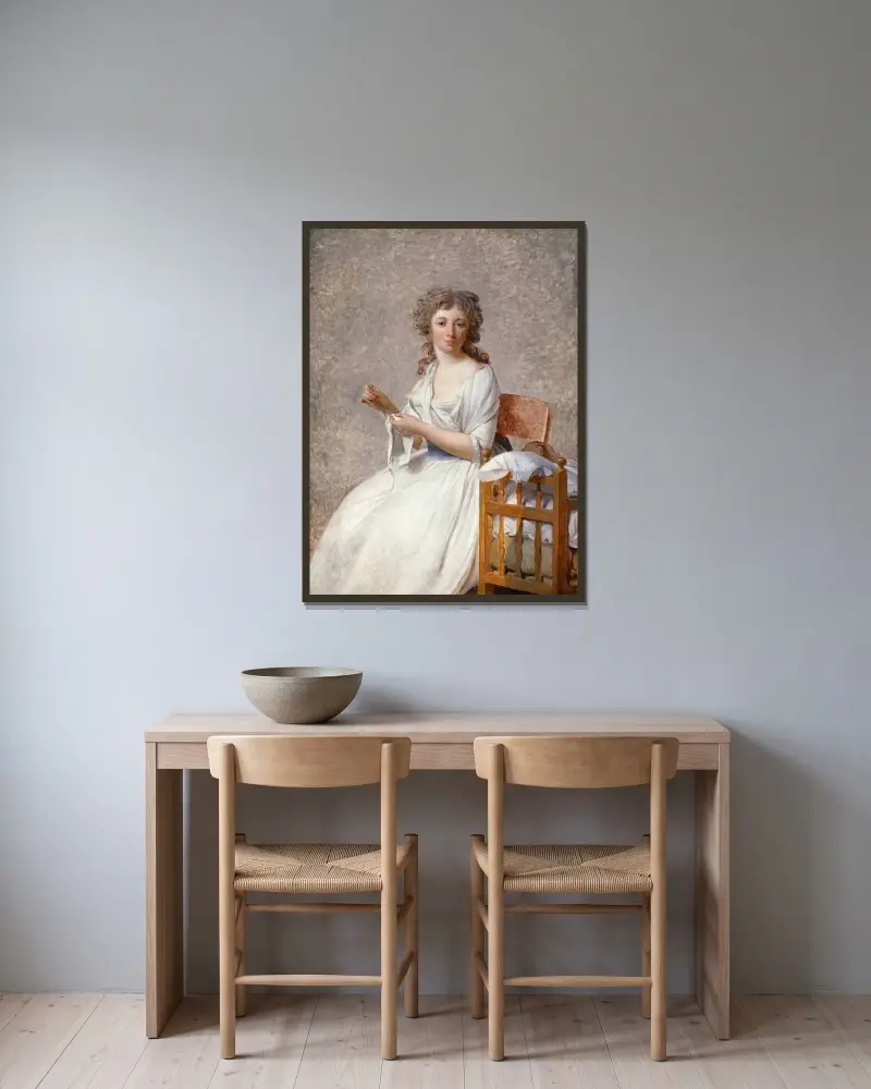 Madame de Pastoret och hennes son av Jacques Louis David inramad på en vägg