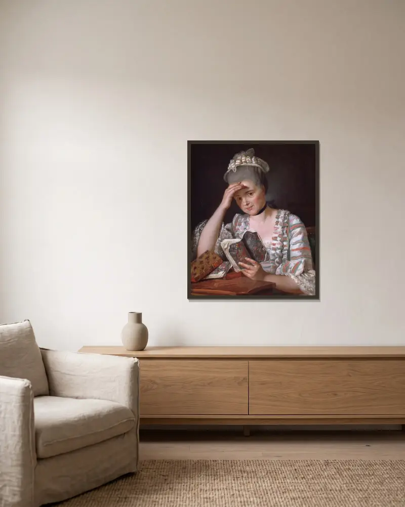 Madame François Buron av Jacques Louis David inramad på en vägg
