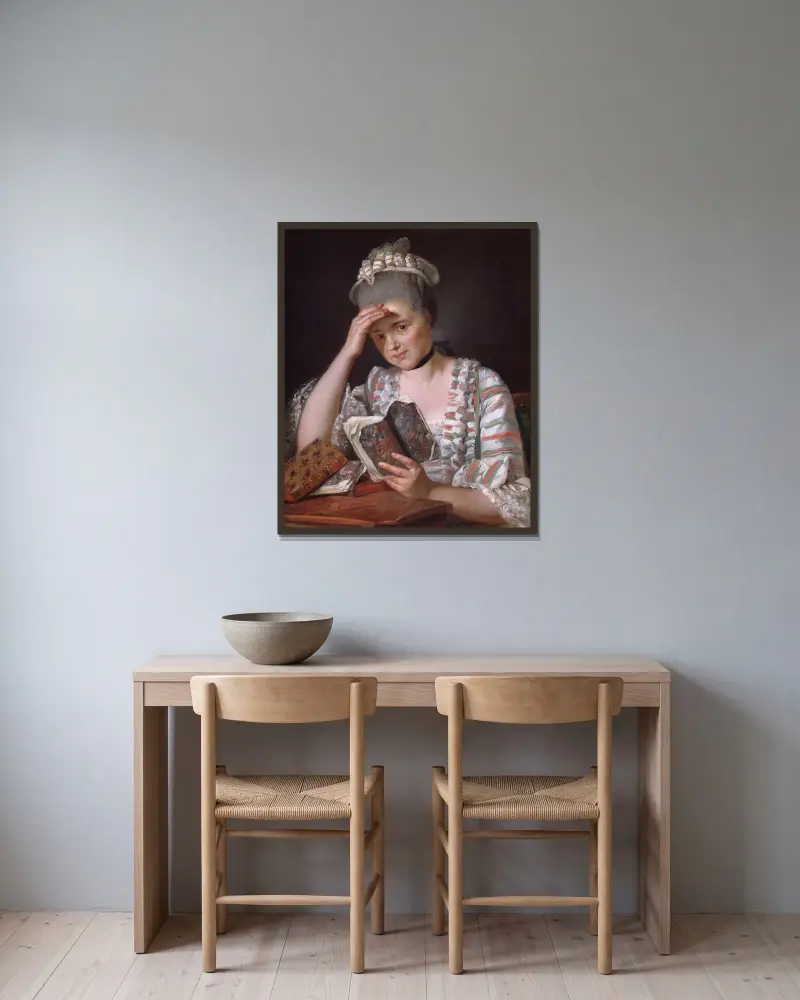 Madame François Buron av Jacques Louis David inramad på en vägg