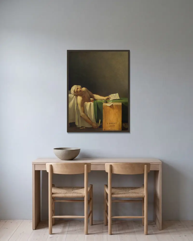 Marat zavražděn, Jacques Louis David v rámu na stěně