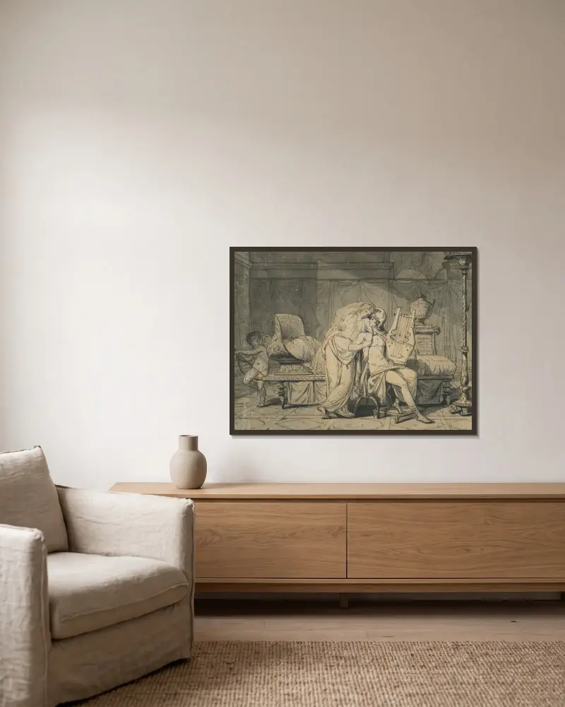 Parys i Helena, Jacques Louis David w ramie na ścianie
