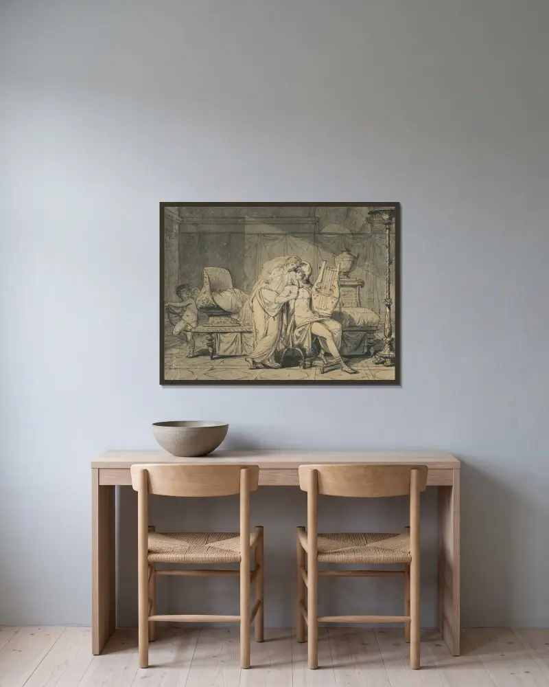 Parys i Helena, Jacques Louis David w ramie na ścianie