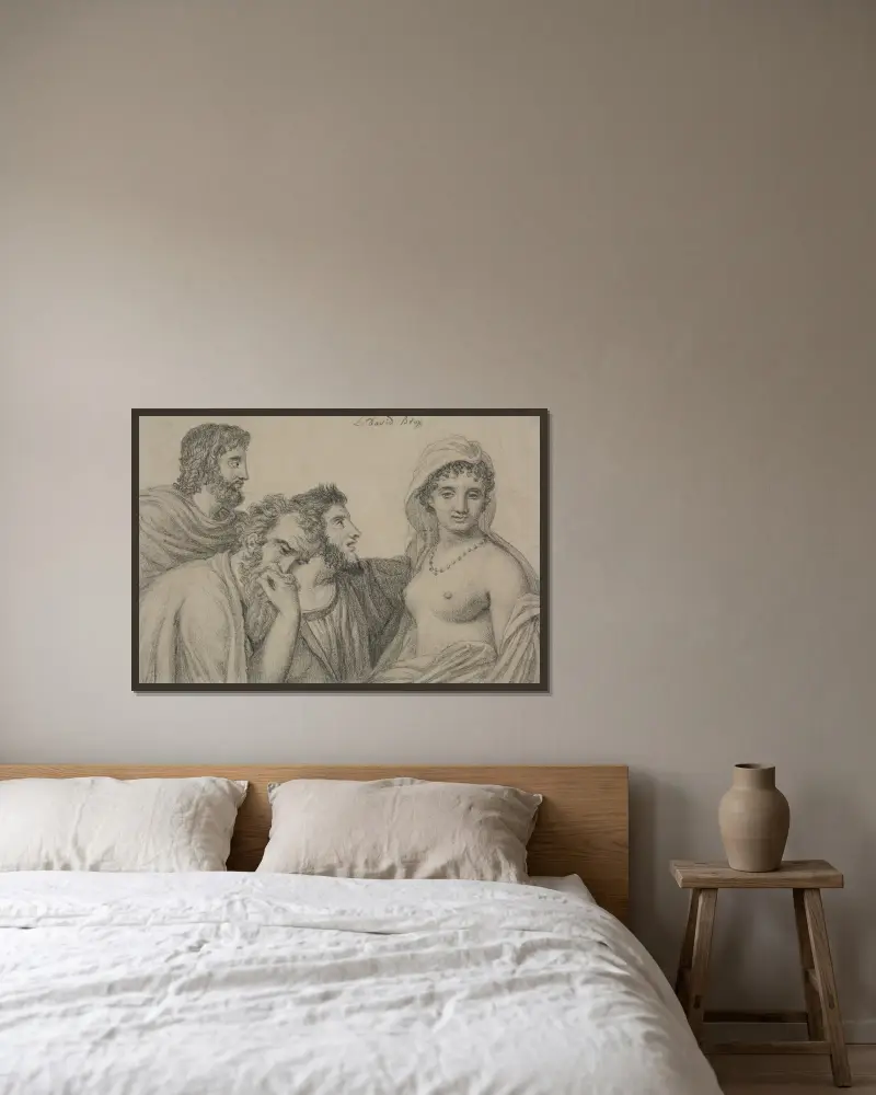 Fryne przed sędziami, Jacques Louis David w ramie na ścianie