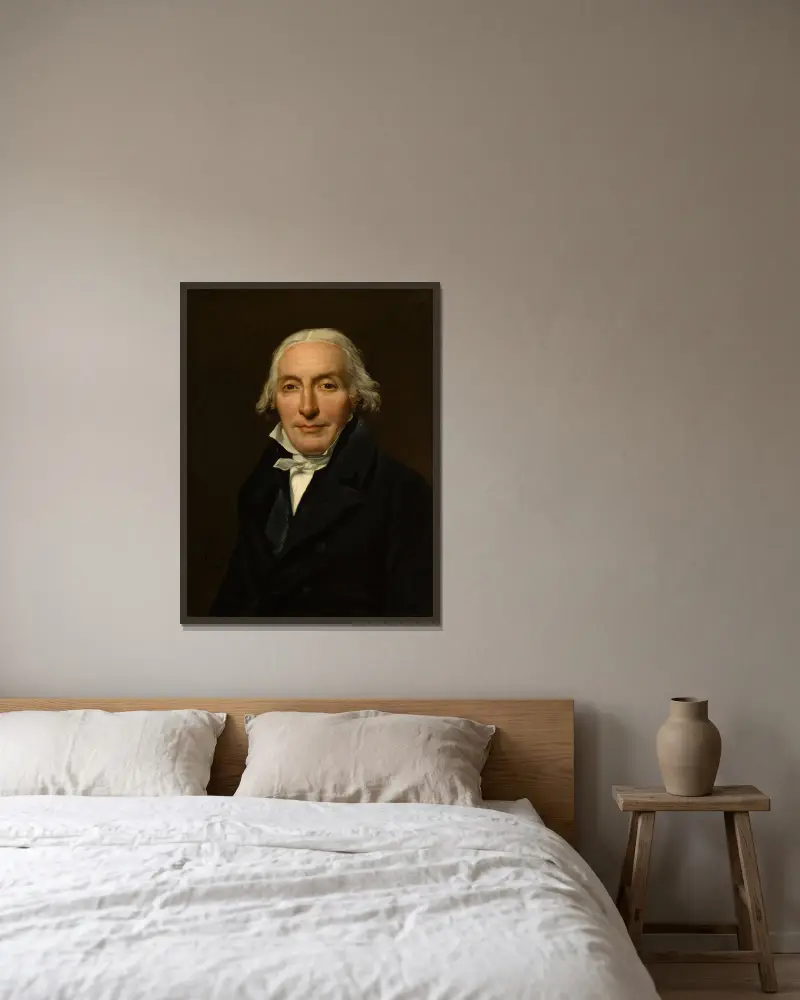 Portrait Of Jean-Pierre Delahaye av Jacques Louis David inramad på en vägg
