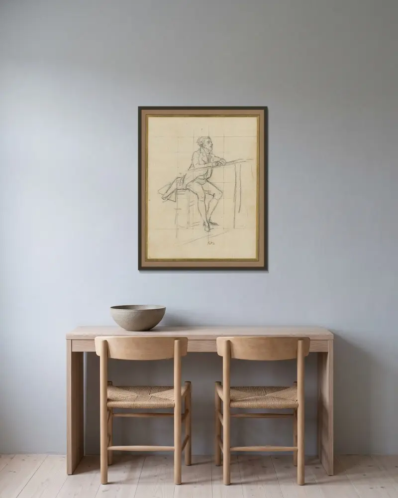 Sittande herre av Jacques Louis David inramad på en vägg
