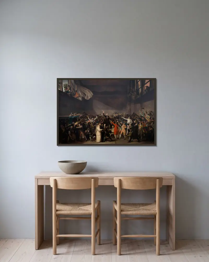 Przysięga w sali do gry w piłkę, 20 czerwca 1789, Jacques Louis David w ramie na ścianie