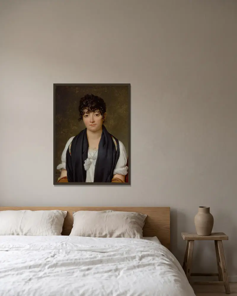 Suzanne Le Peletier De Saint-Fargeau av Jacques Louis David inramad på en vägg