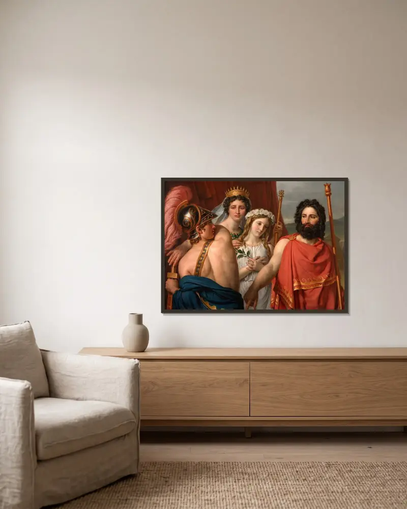 Akilles vrede av Jacques Louis David inramad på en vägg