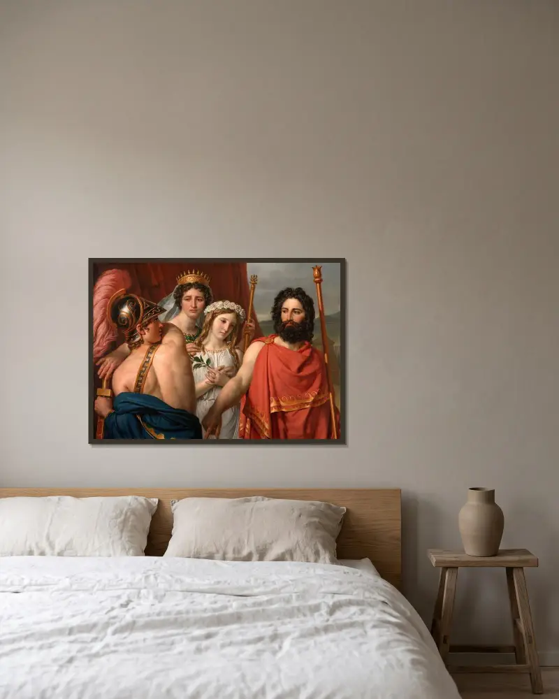 Akilles vrede av Jacques Louis David inramad på en vägg