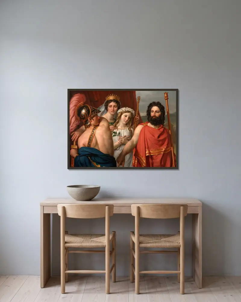 Akilles vrede av Jacques Louis David inramad på en vägg