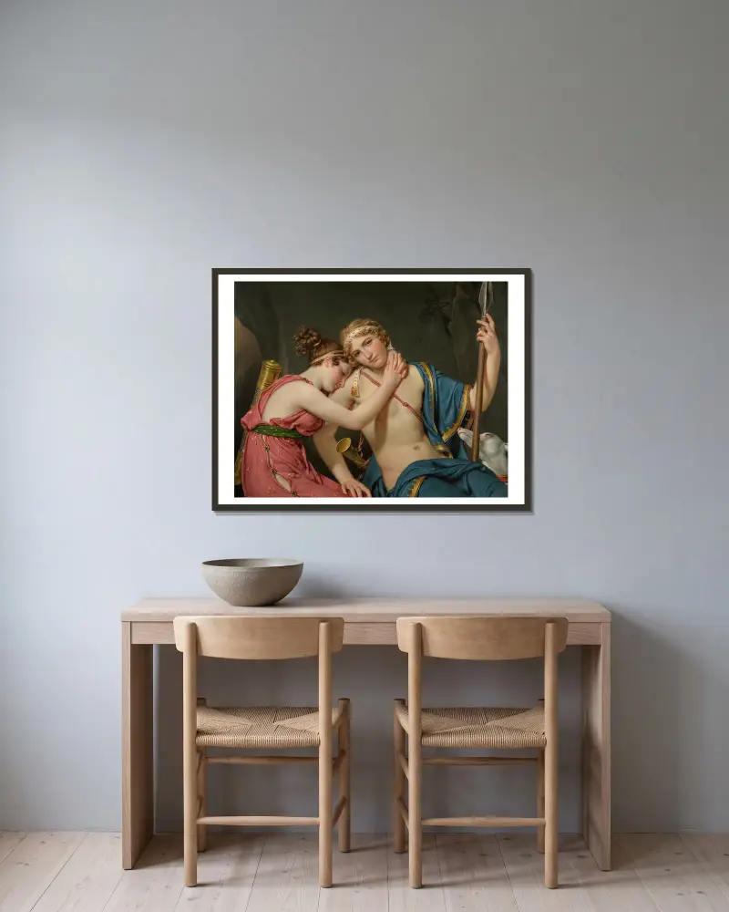 The Farewell Of Telemachus And Eucharis av Jacques Louis David inramad på en vägg