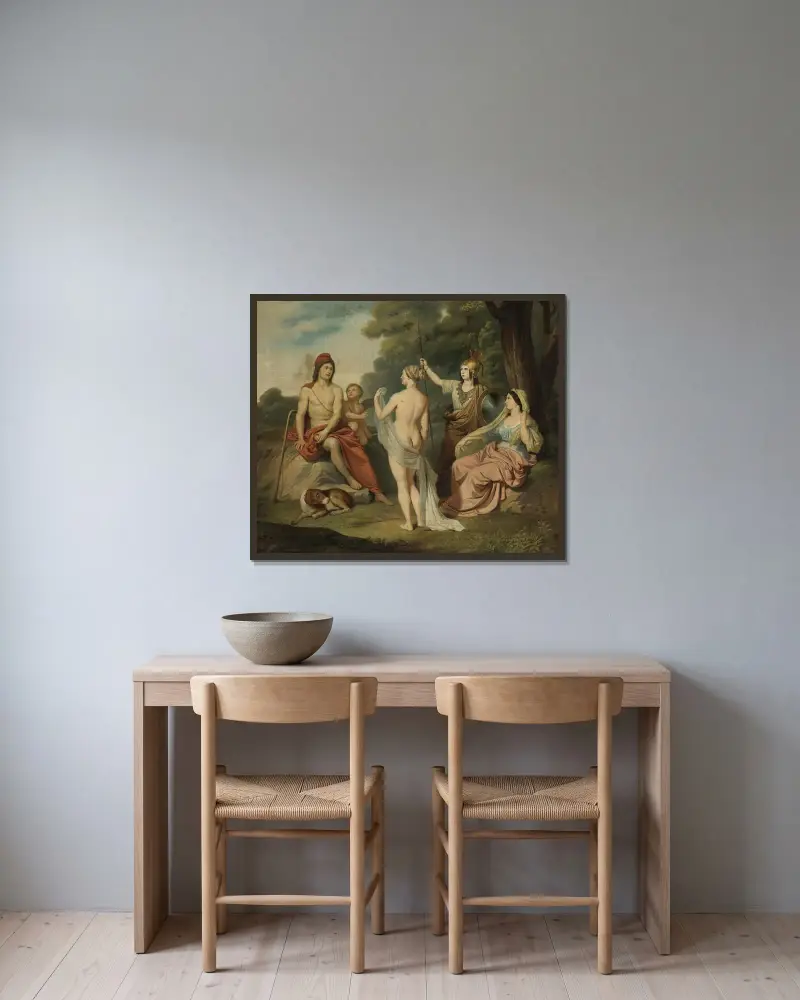 Das Urteil des Paris von Jacques Louis David gerahmt an einer Wand